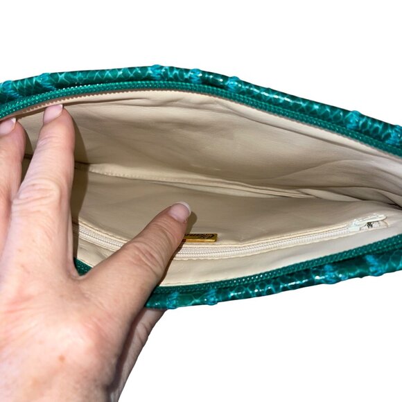 Clemente Vintage Womens Crossbody Clutch Bag Green Snake Skin Casual - Picture 8 of 11